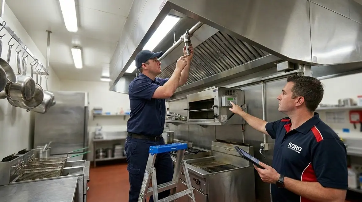Kidde kitchen fire suppression system over a commercial cooking line