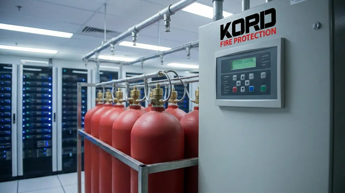 Novec 1230 fire suppression system cylinders and piping