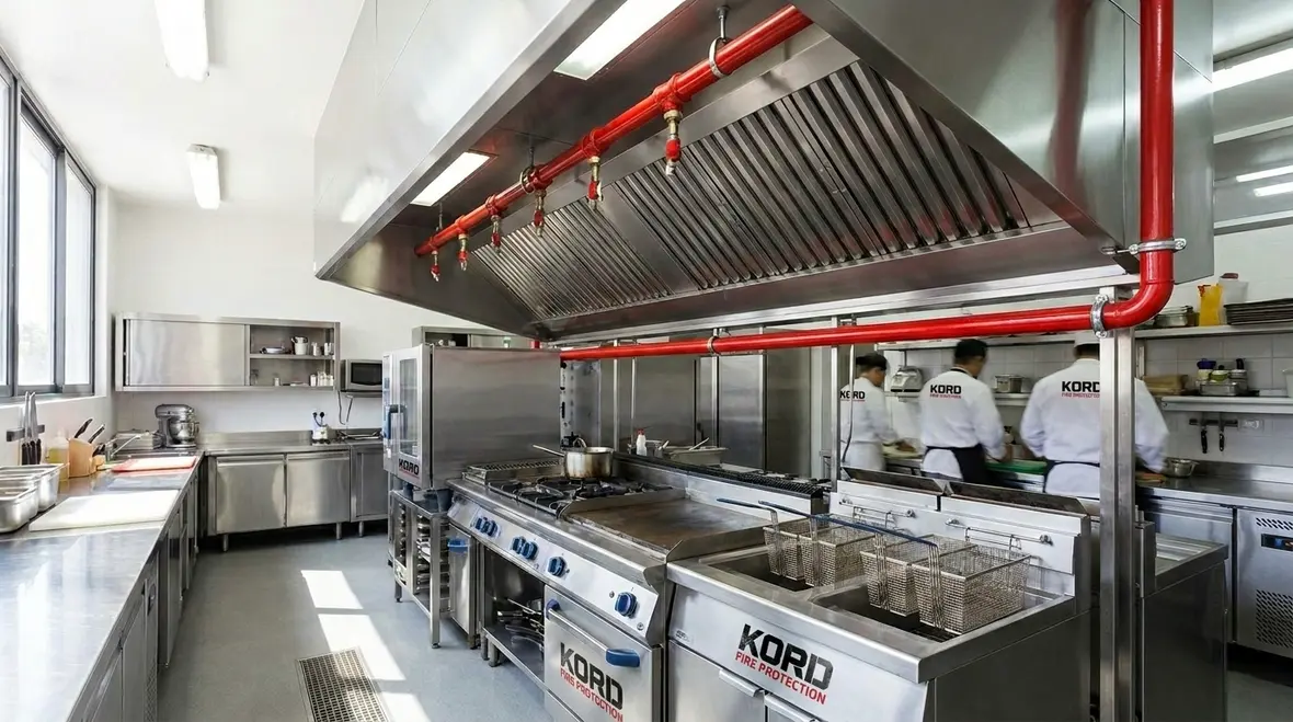 Range Guard vs ANSUL kitchen fire protection over a commercial cooking line