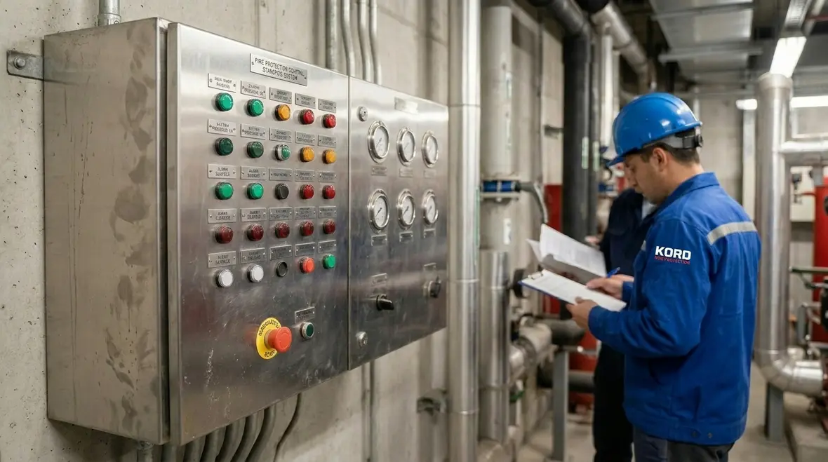 Standpipe control panel with status lights and pump controls