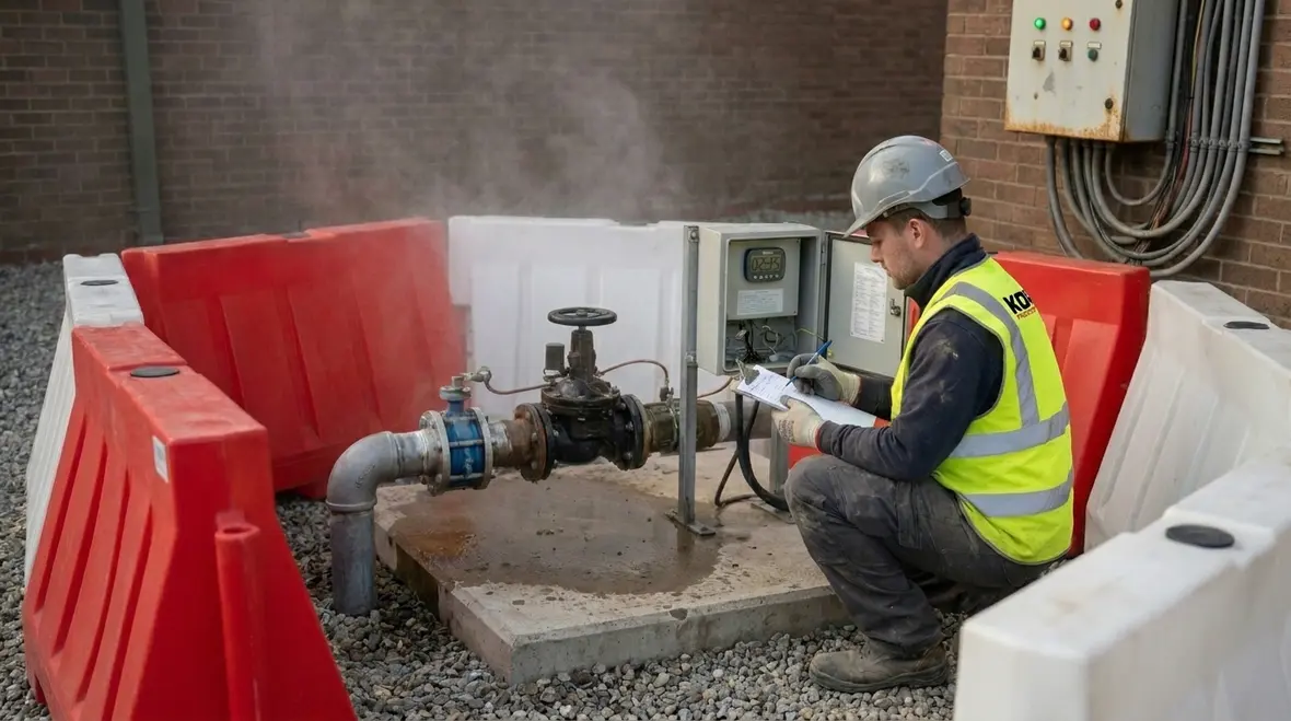 Automatic sprinkler control valve maintenance in commercial fire protection system