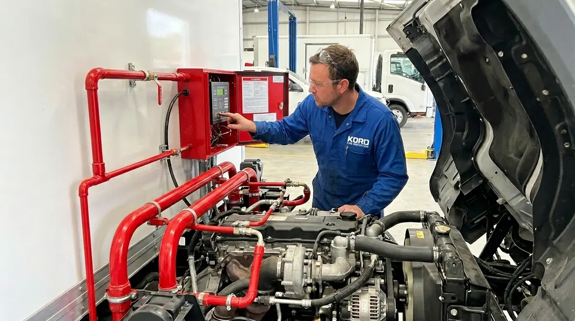 Automatic vehicle fire suppression installation by Kord Fire Protection