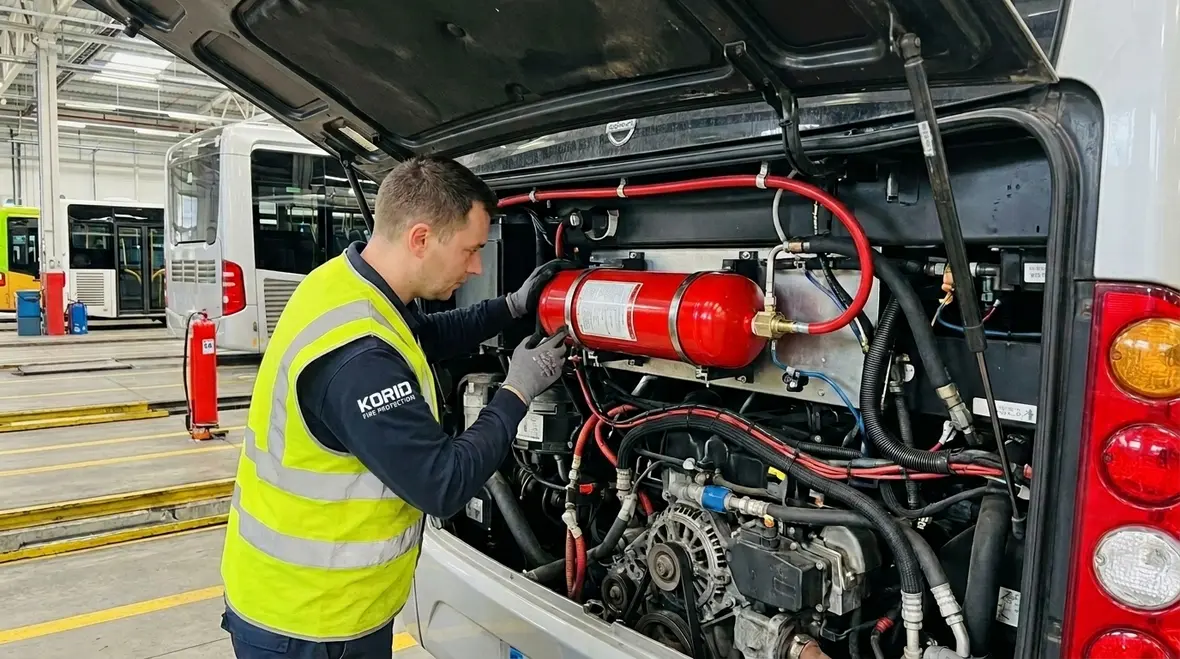 Bus fire suppression system for transit fleets