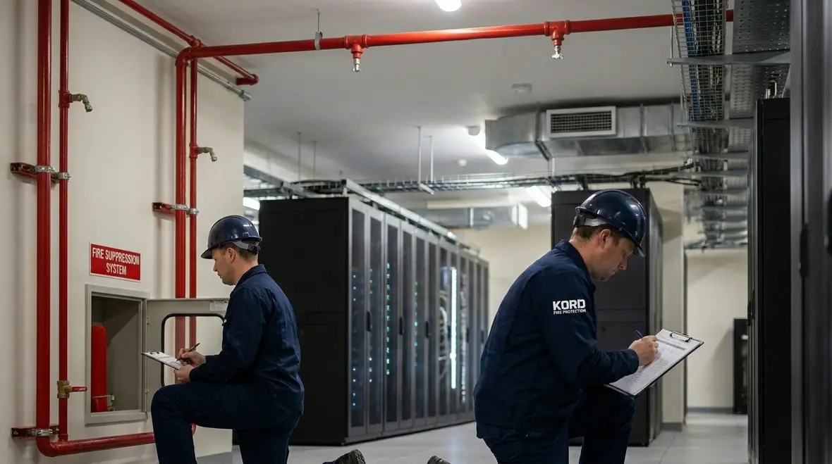 Clean agent fire suppression system in a commercial facility with environmental planning