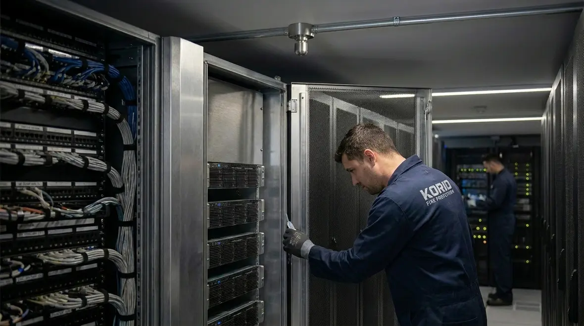 Clean agent suppression system components and protected electrical equipment