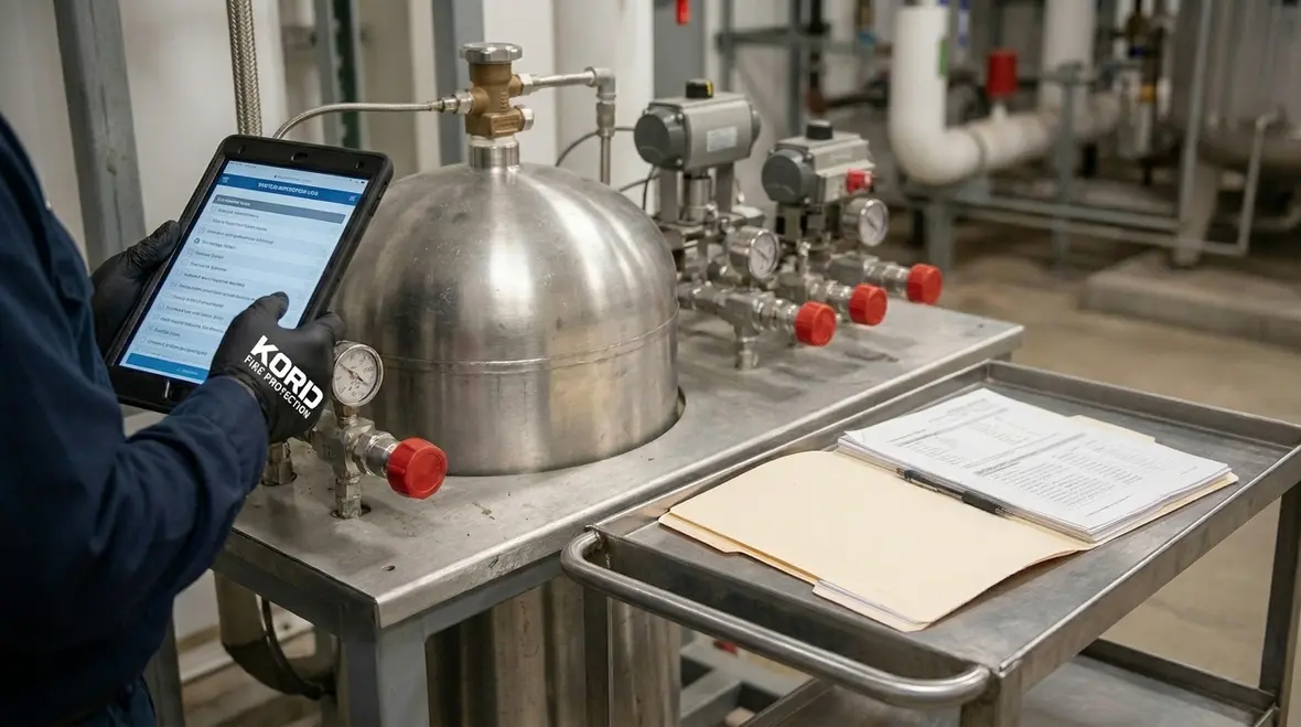 Inspection documentation and clean agent system control panel review