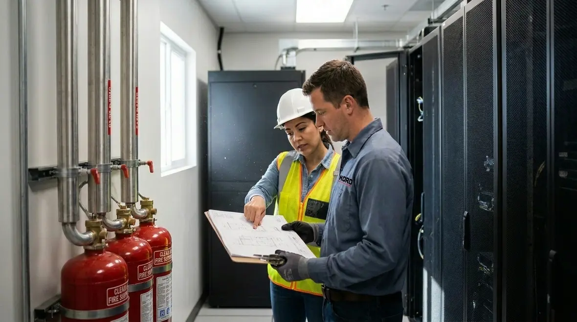 Clean agent fire suppression cylinders and room layout planning