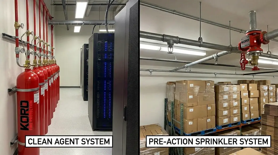 Clean agent vs pre action sprinkler systems protecting critical facilities
