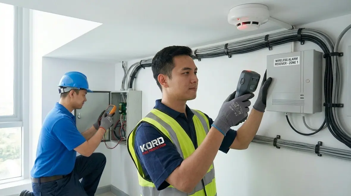 Commercial alarm commissioning and phased legacy panel upgrade testing