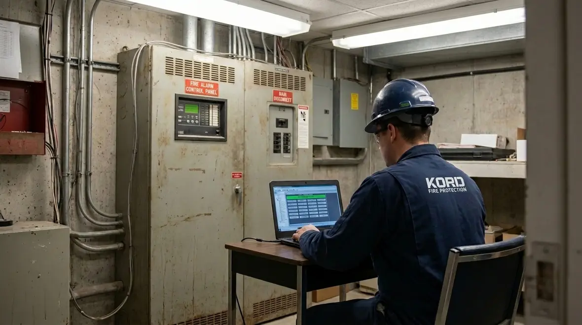 Commercial building fire safety equipment and monitoring systems