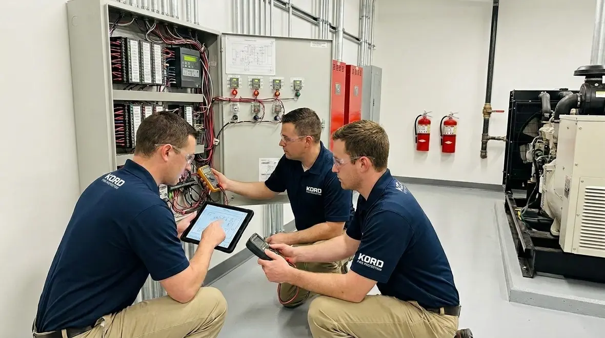 Commercial building fire safety systems in a modern facility