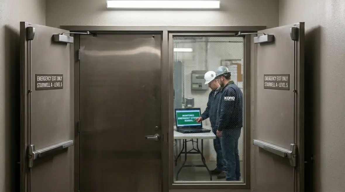 Building automation interface displaying commercial fire alarm integration events
