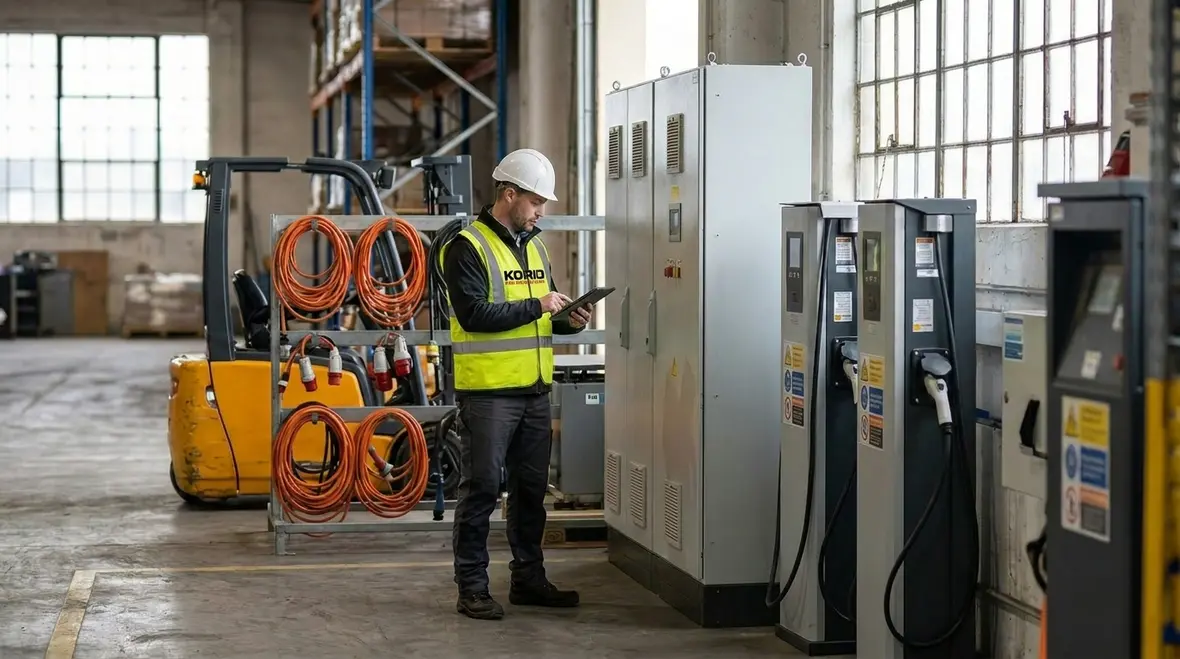Industrial warehouse hazard walk near racks and loading areas