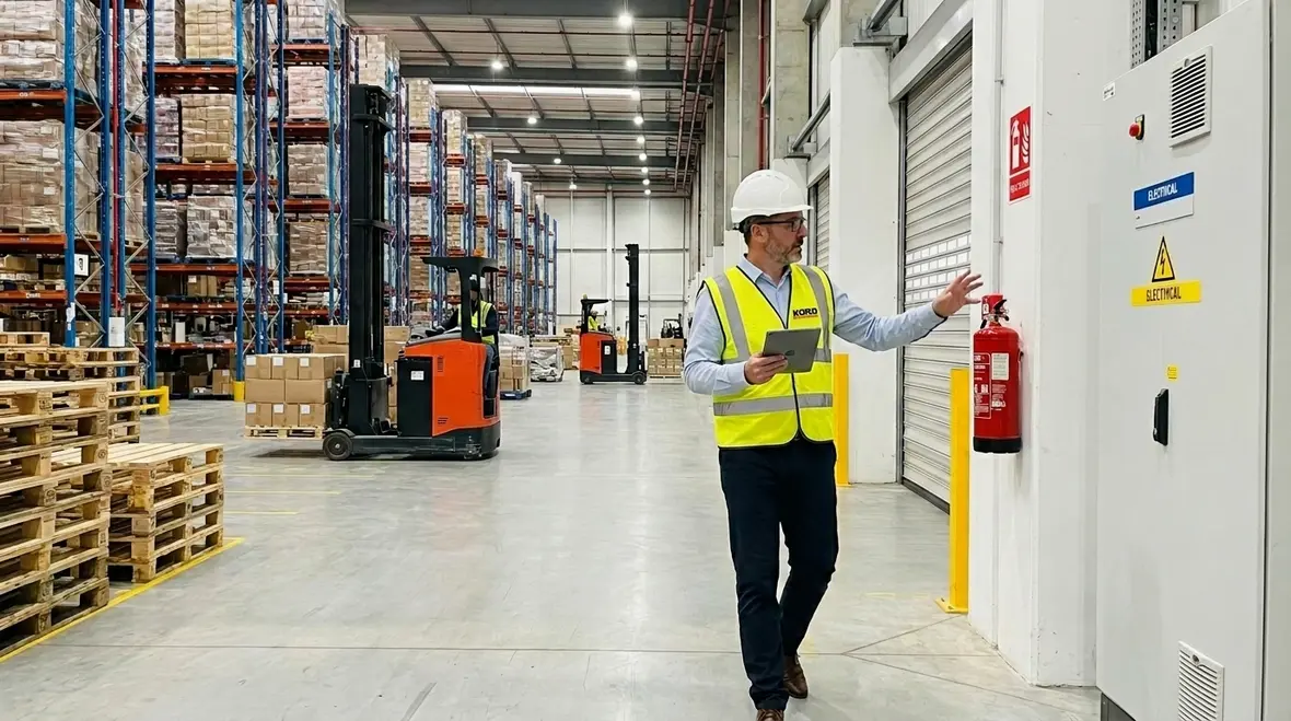 Commercial fire prevention planning in an industrial warehouse