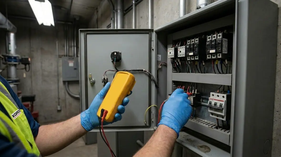 Commercial fire pump controller maintenance and relay inspection