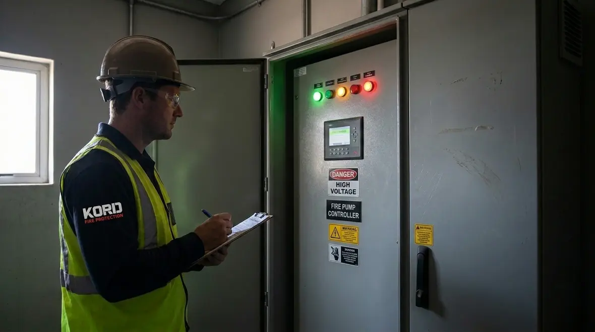 Commercial fire pump controller cabinet inspection