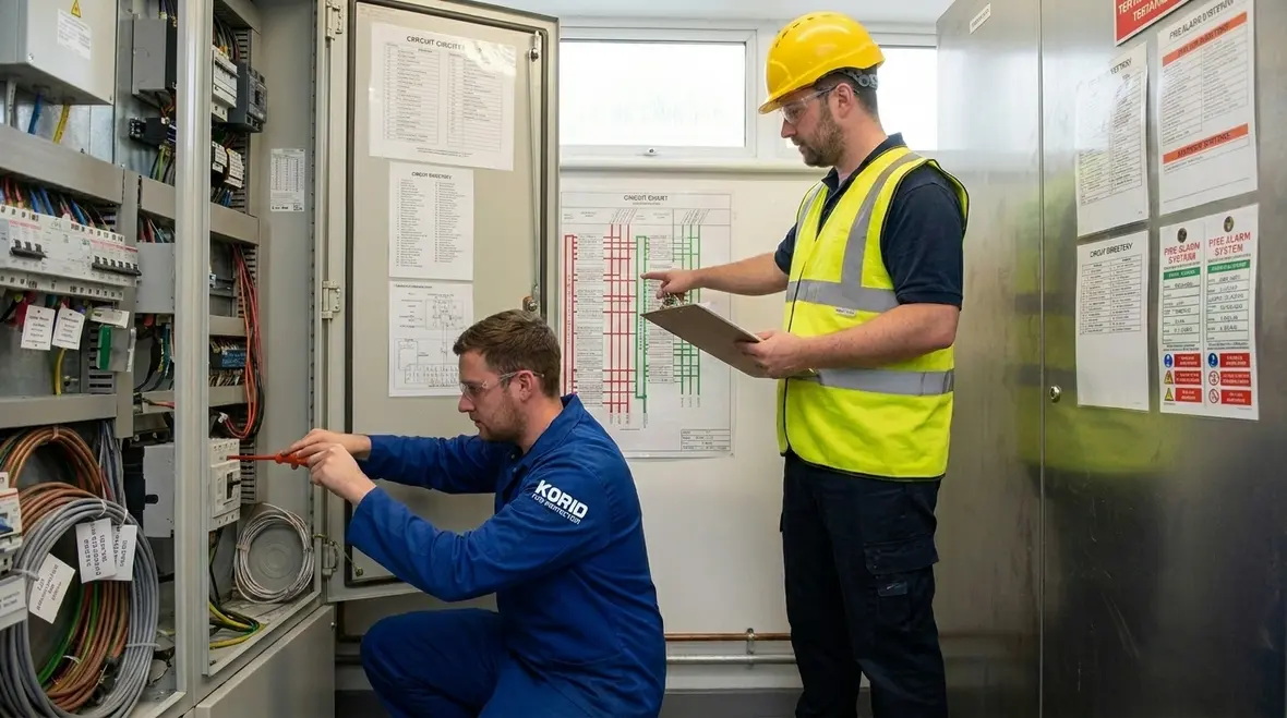 Thermal imaging and corrective maintenance during commercial fire safety improvements