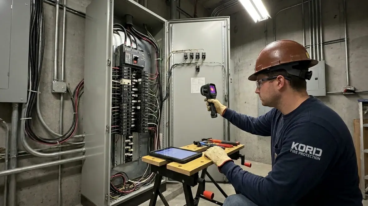 Commercial fire safety audits for electrical infrastructure in a facility setting