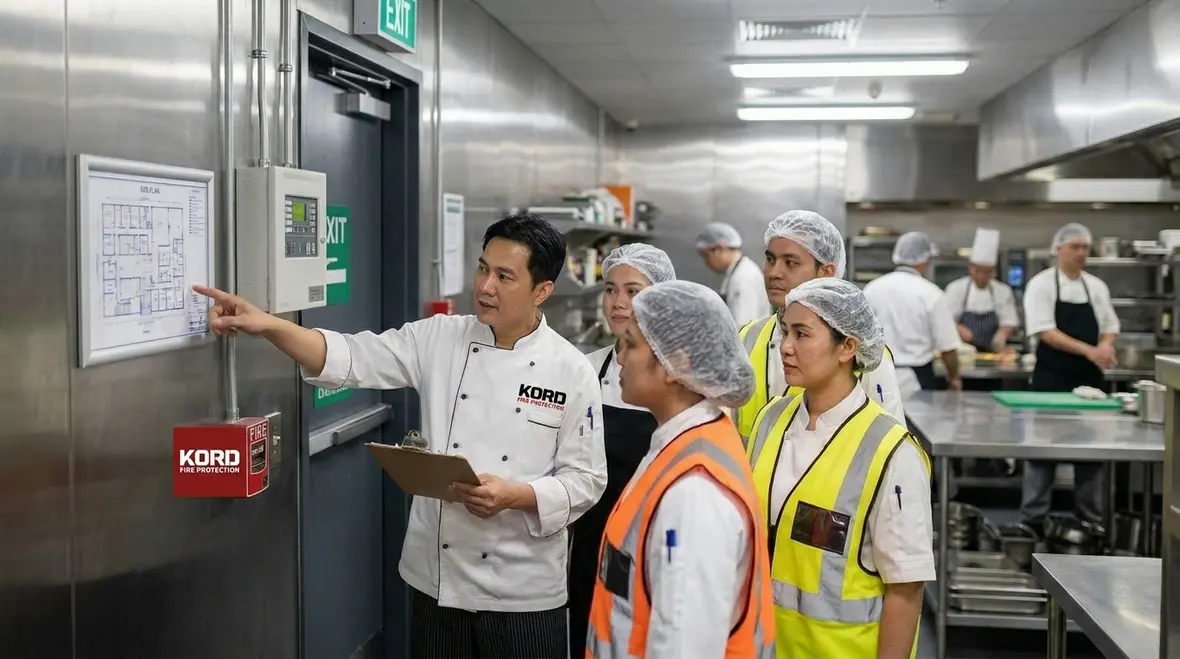 Grease management and fire safety maintenance inside a commercial kitchen hood system