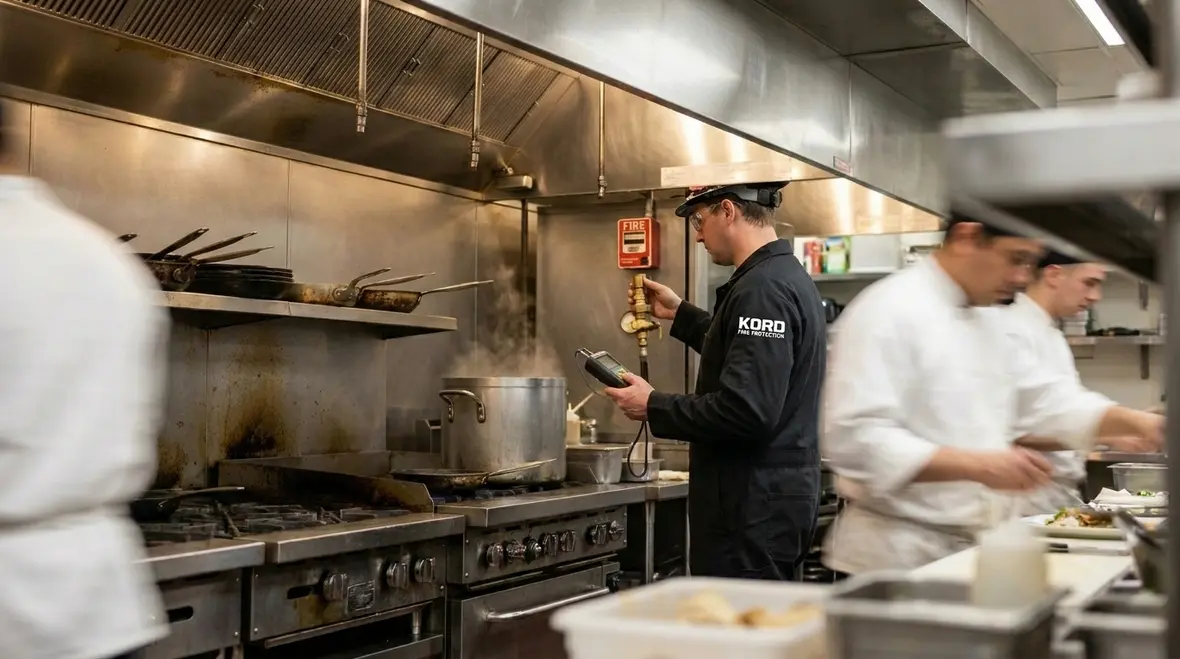 Commercial kitchen fire safety planning around cooking equipment and hood systems