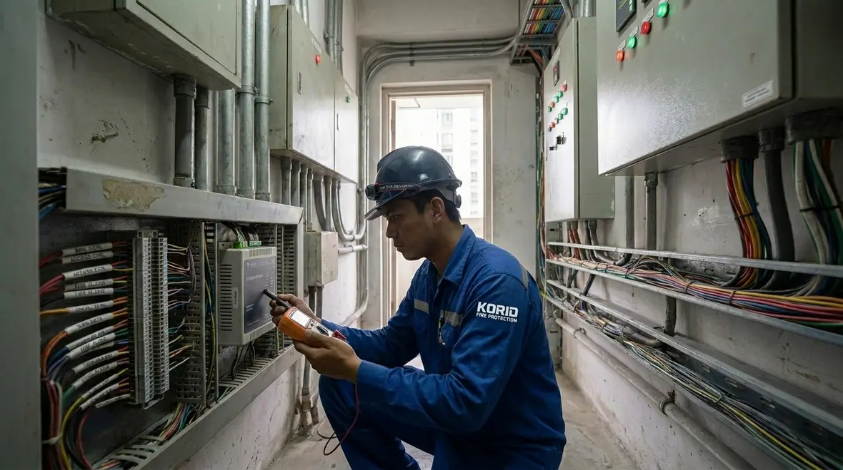 Building systems connected to fire alarm controls and monitoring interfaces