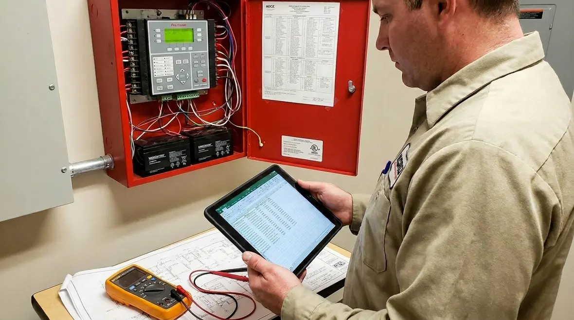 Commercial fire alarm control panel and wiring for power load planning