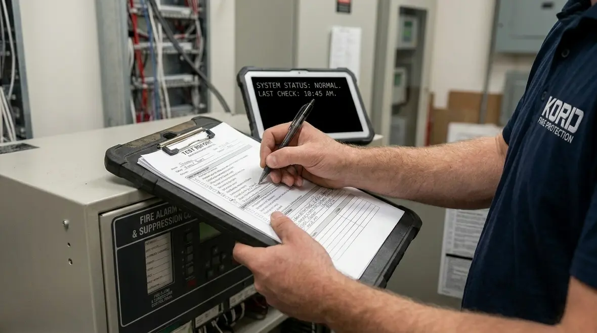 Suppression coordination verification during fire alarm interface testing