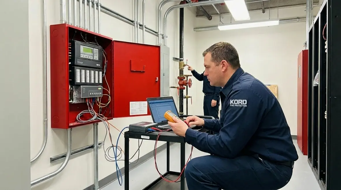 Fire alarm tie in testing for suppression coordination