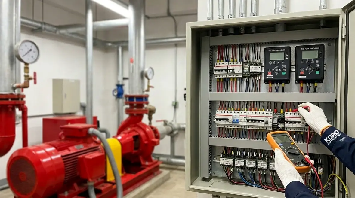 Fire pump electrical integration and supply chain planning in a commercial pump room