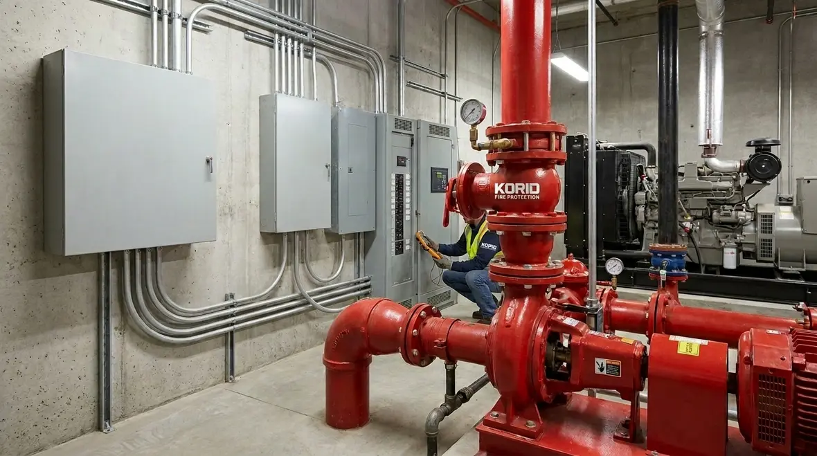 Fire pump power reliability for uninterrupted commercial power