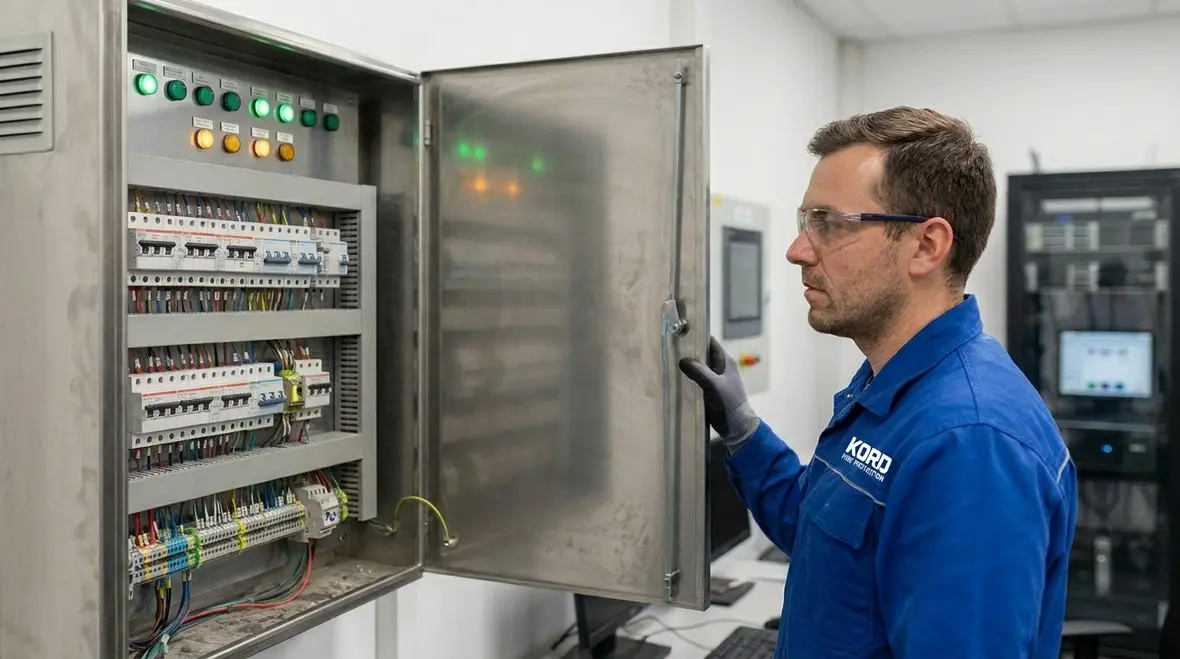 Fire suppression control panel wiring and power layout