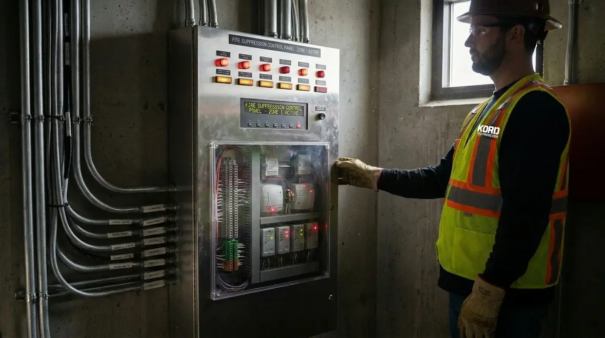 Electrical fault inspection on fire suppression control wiring