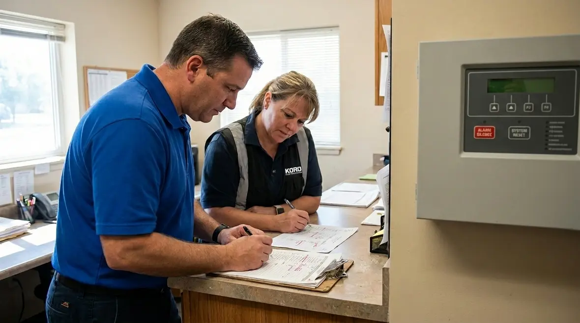 Scheduled testing of fire suppression equipment