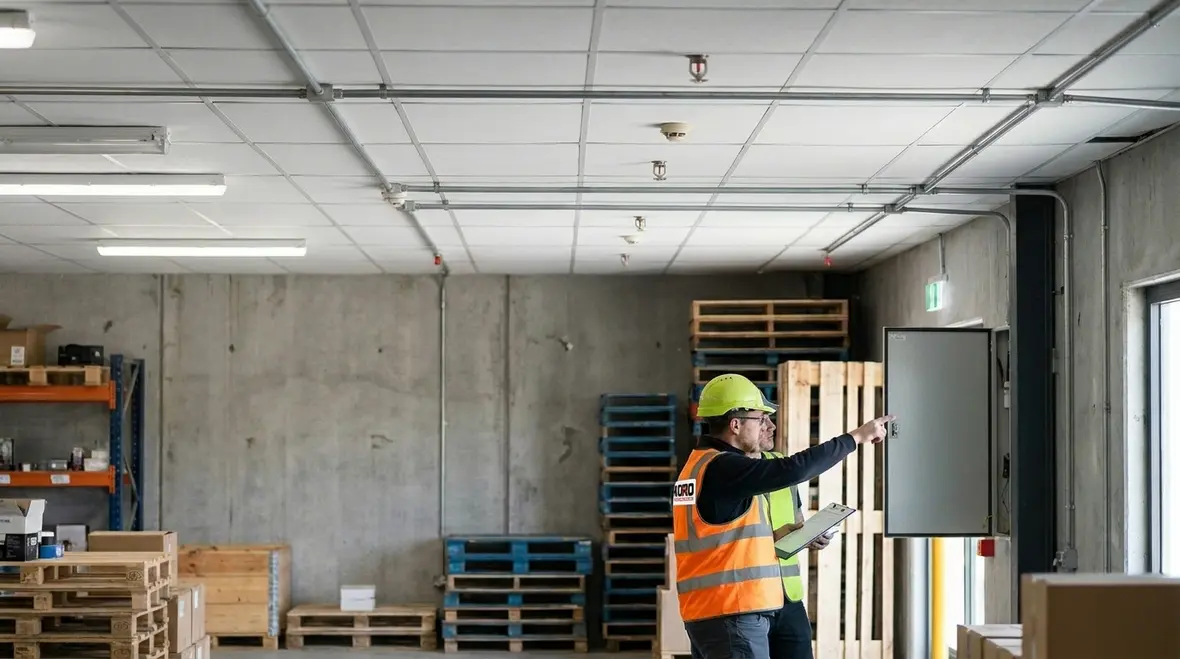 Facility manager reviewing fire suppression corrective action plan