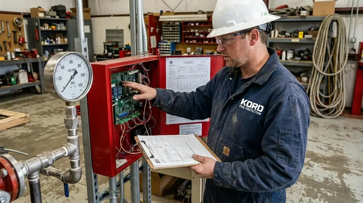 Fire protection inspection records and suppression system review