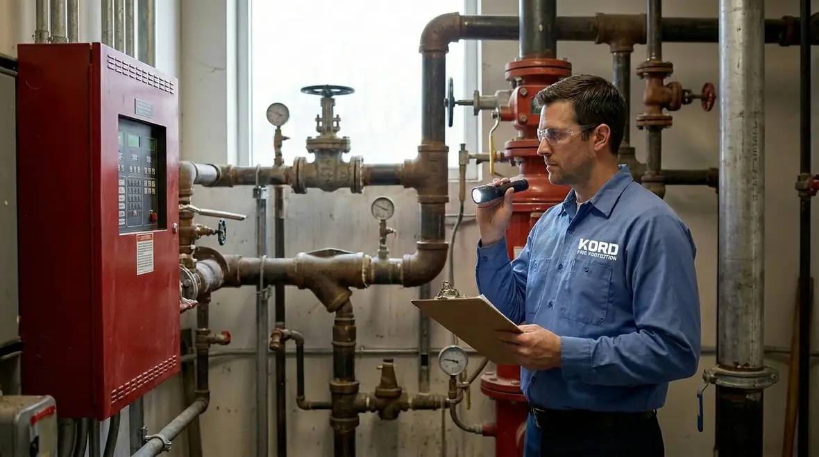 Fire suppression impairment review and inspection findings in a commercial property