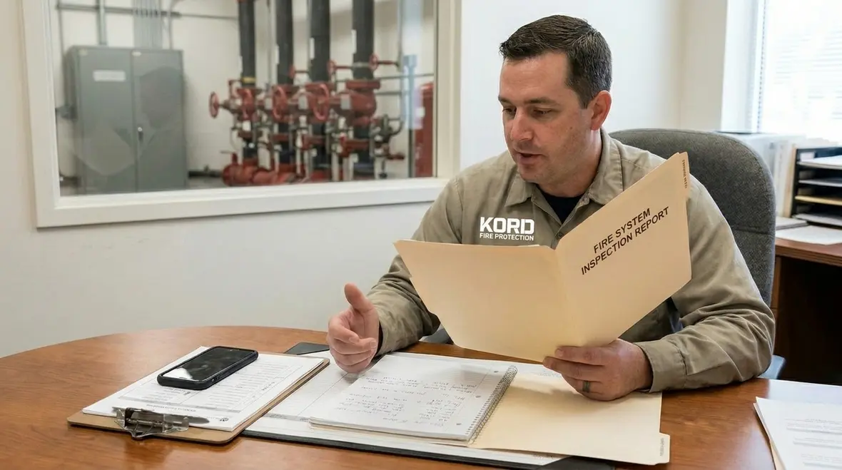 Commercial fire suppression equipment requiring testing and maintenance