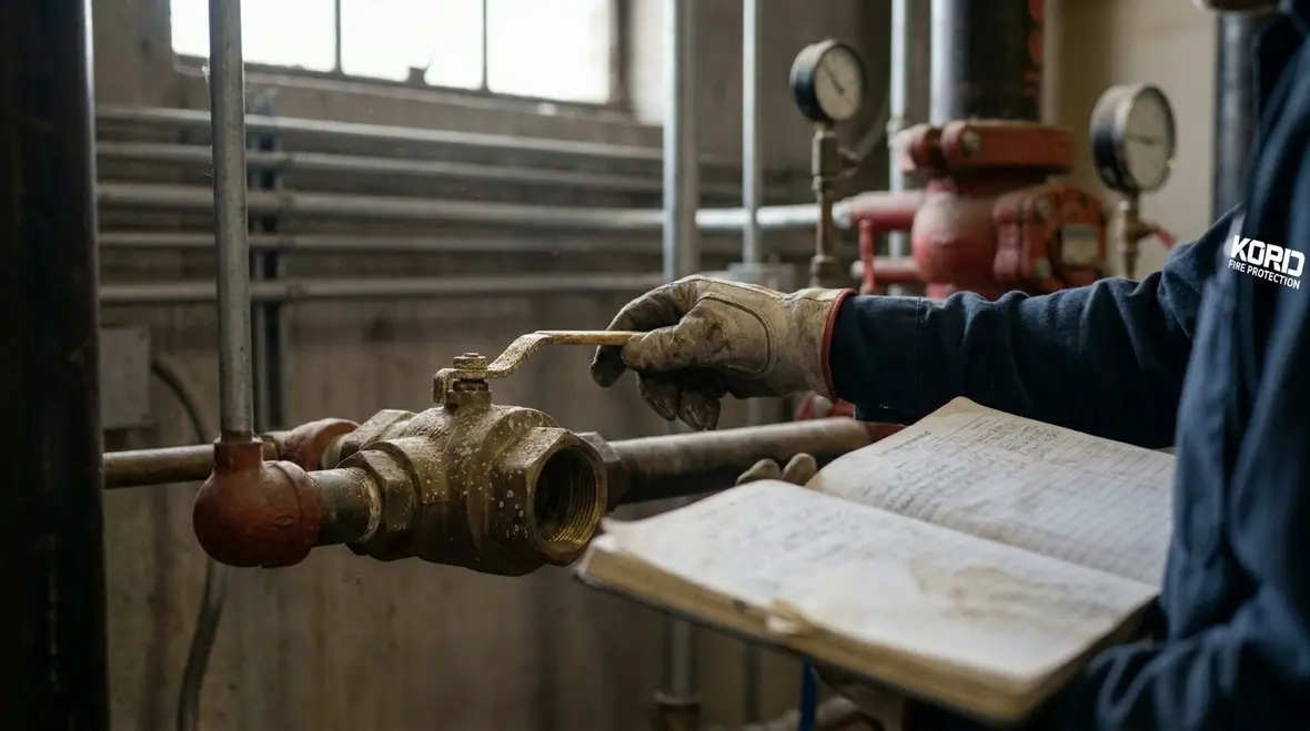 Inspection of valves and suppression components during a routine fire system check