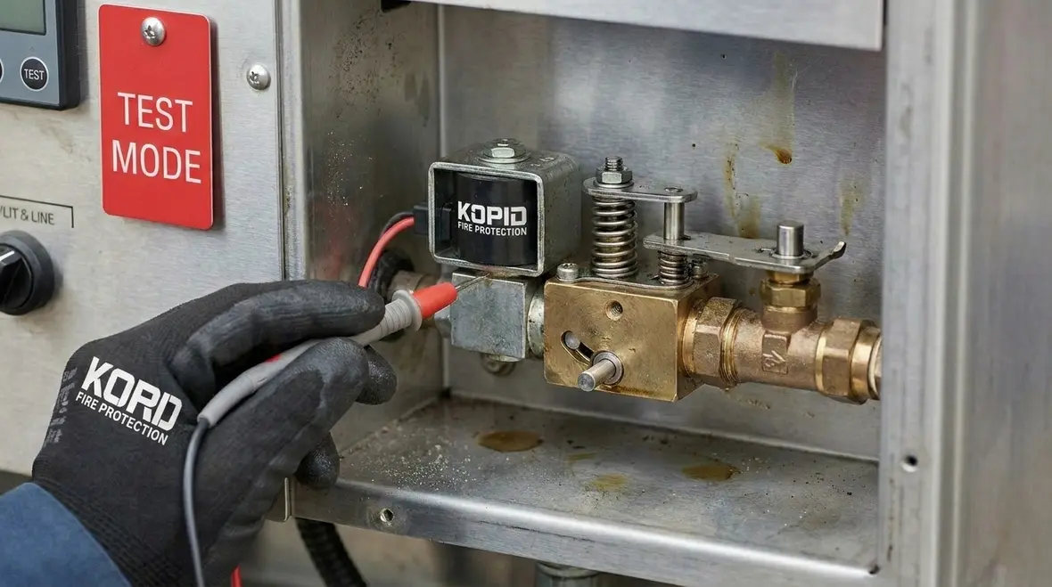 Measuring coil resistance on a fire suppression solenoid
