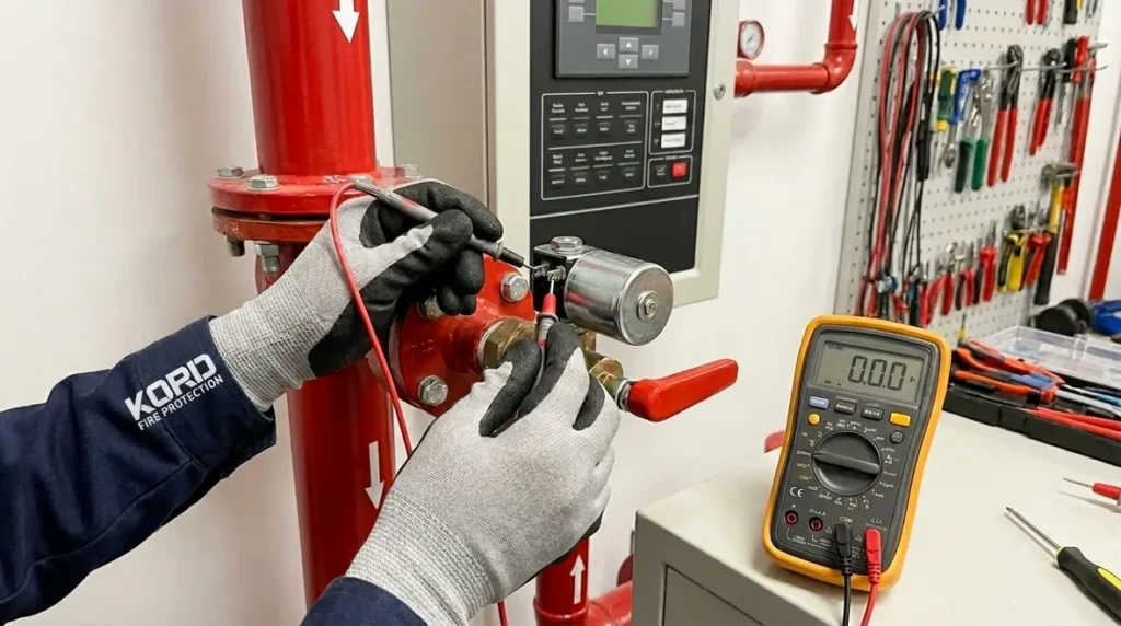 fire suppression system solenoid testing