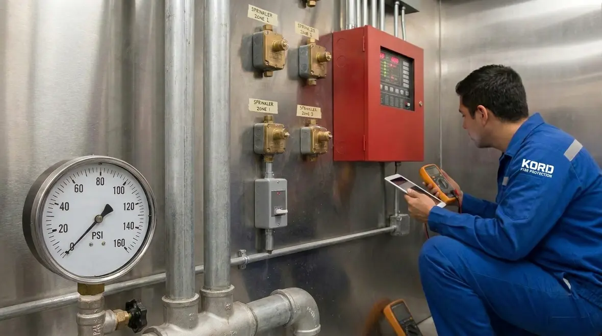 Water supply and flow testing for fire suppression system upgrade