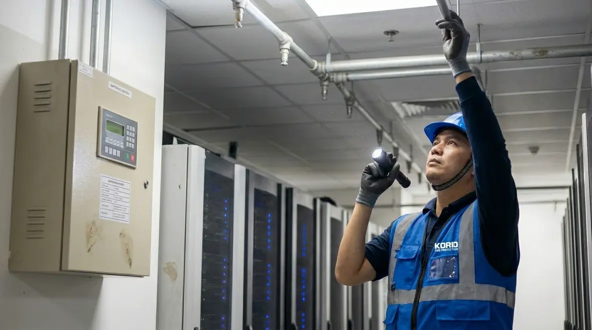 Clean agent fire suppression setup in a data center