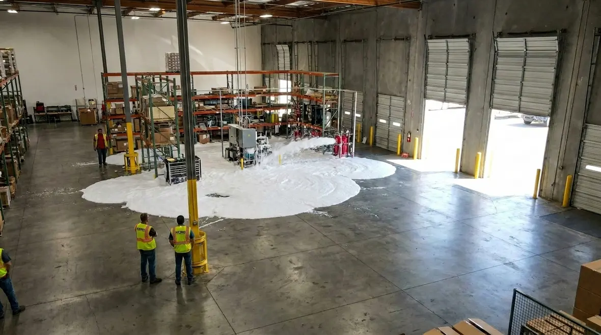 Foam fire suppression system in Southern California facility