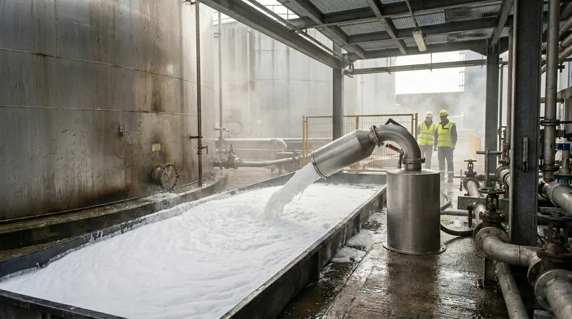 Foam fire suppression system equipment protecting an industrial hazard area