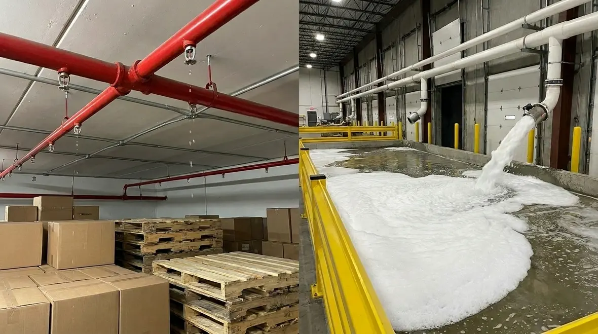 Foam fire suppression compared with water based sprinkler systems in a commercial fire protection setting