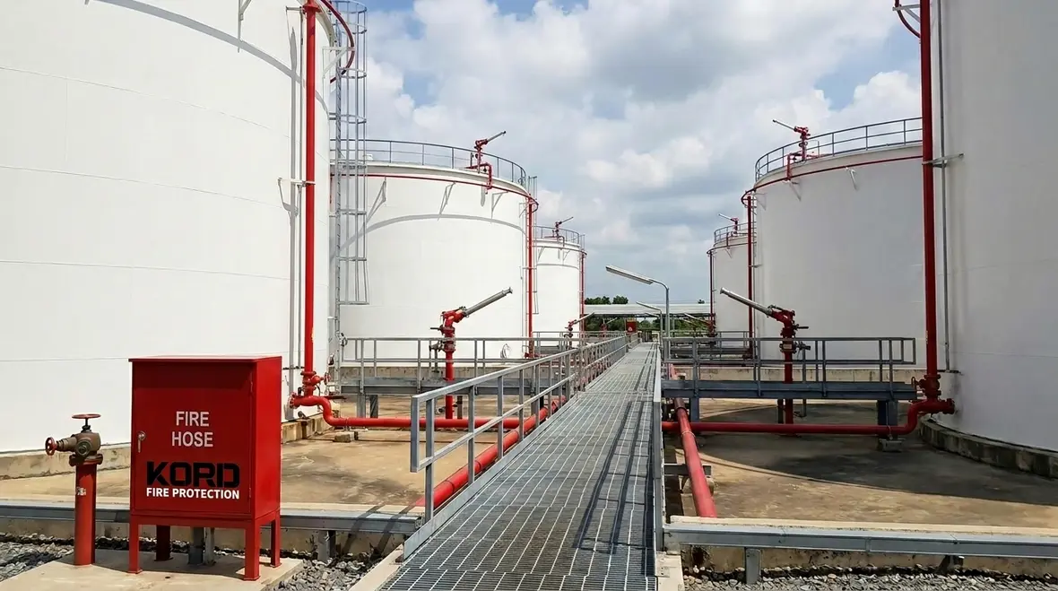 Foam fire suppression for fuel storage areas