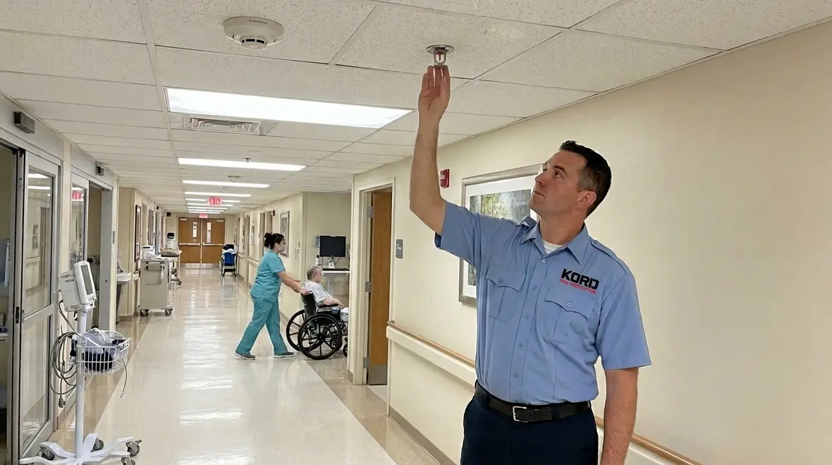 Hospital fire suppression system protecting patients, staff, and critical care spaces
