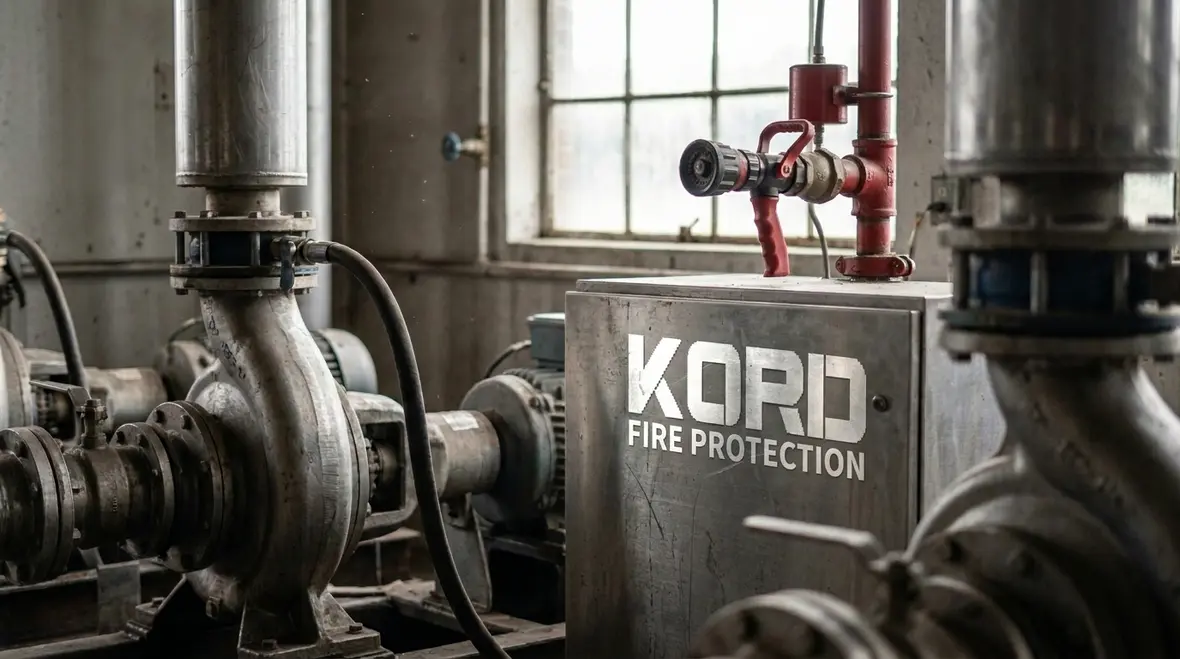 Hydraulic fire suppression components installed around industrial equipment