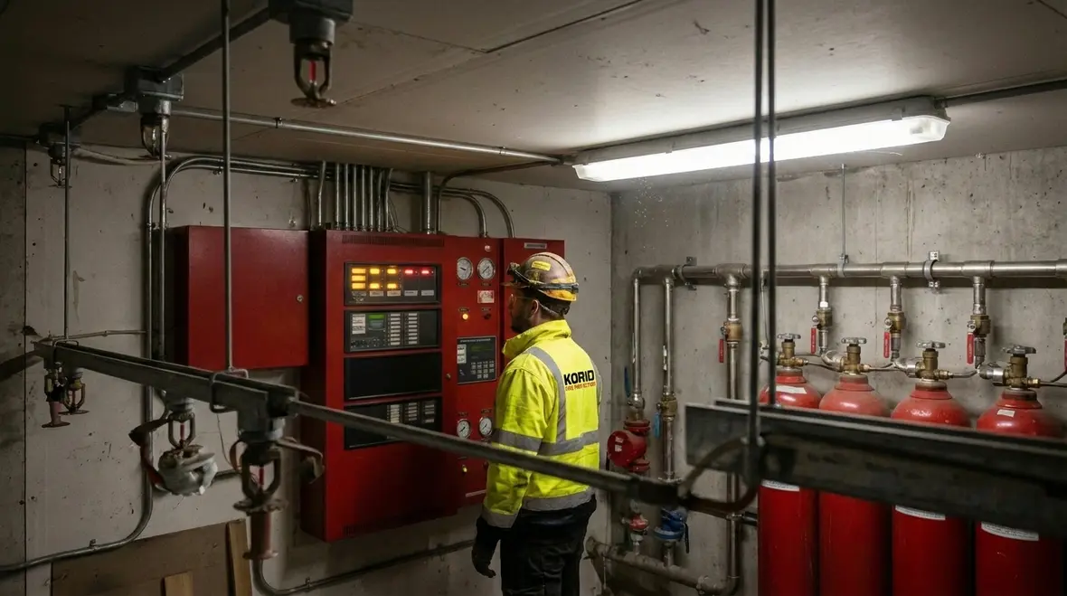 Industrial fire suppression piping and overhead protection in a facility