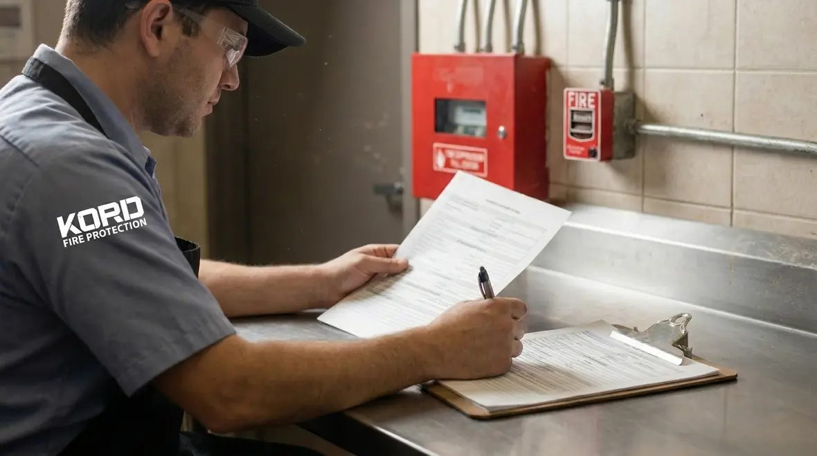 Kitchen fire suppression inspection report and control panel service check
